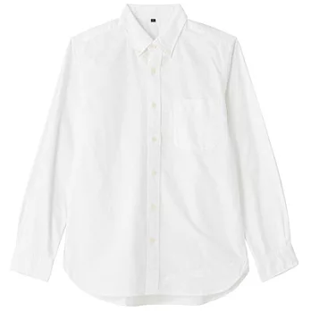 [MUJI 無印良品]男有機棉牛津布扣領襯衫XS白色