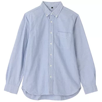 [MUJI 無印良品]男有機棉牛津布扣領襯衫XS藍色