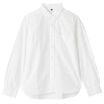 [MUJI 無印良品]男有機棉牛津布扣領合身襯衫XS白色