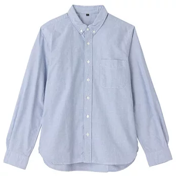 [MUJI 無印良品]男有機棉牛津布扣領合身襯衫M藍色
