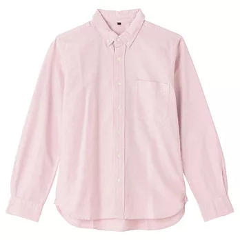 [MUJI 無印良品]男有機棉牛津布扣領合身襯衫M煙燻粉