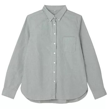 [MUJI 無印良品]女有機棉水洗牛津襯衫XS綠色