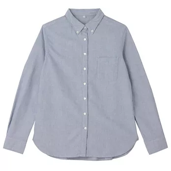 [MUJI 無印良品]女有機棉水洗牛津襯衫L深藍