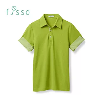 【fisso】袖反摺POLO衫XL蘋果綠