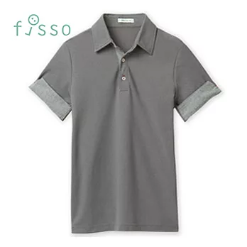 【fisso】袖反摺POLO衫XL優雅灰