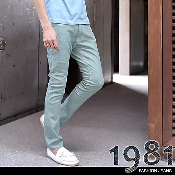1981牛仔褲/韓版彈性九分工作休閒褲/藍綠色32211#M藍綠色