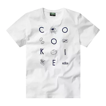 【CACO】芝麻街-COOKIE個性短T-男L白