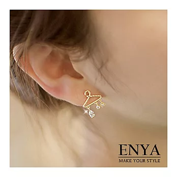 Enya★925銀 衣架綴鑽耳環金色