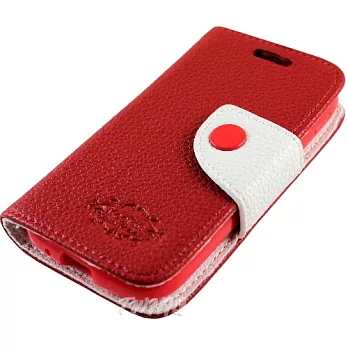 KooPin HTC Desire 500 雙料縫線 側掀(立架式)皮套豔情紅