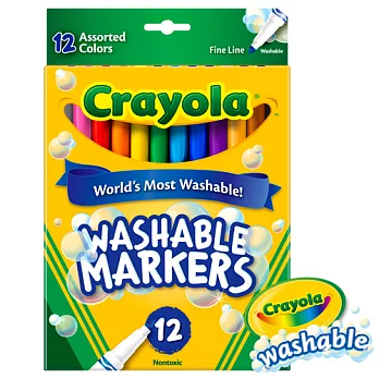 美國crayola 可水洗12色細頭彩色筆