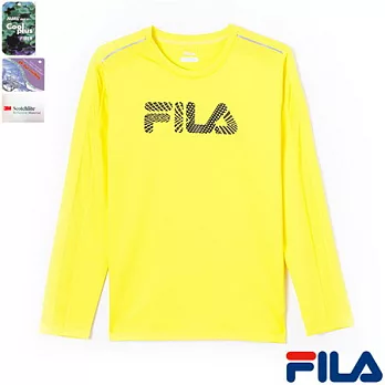 FILA男仕品牌LOGO吸濕排汗T恤-1TEN-5300-YE-M活力黃