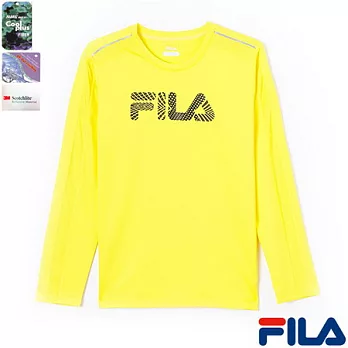 FILA男仕品牌LOGO吸濕排汗T恤-1TEN-5300-YE-L活力黃