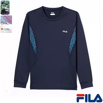 FILA男仕圓領吸濕排汗T恤-1TEN-5301-NV-L學院藍