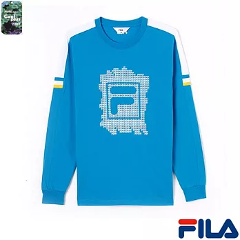 FILA男仕品牌設計款T恤-1TEN-5401-BU-L運動藍