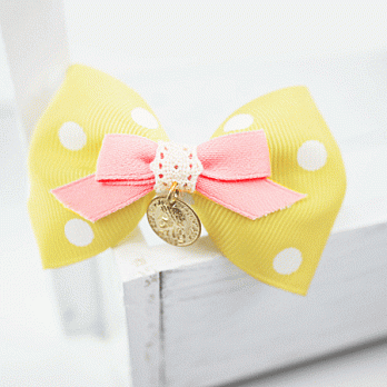 【PinkyPinky Boutique】浪漫甜心蝴蝶結髮夾(黃色)