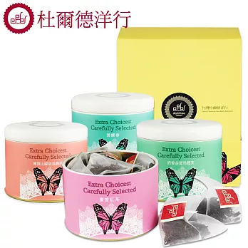 【杜爾德洋行】蜜香紅茶+碧螺春+凍頂山碳培+金萱烏龍茶禮盒(4入嚴選三角立體茶包)