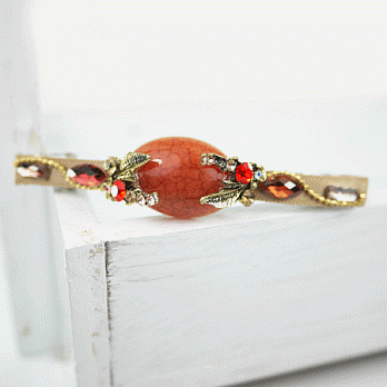 【PinkyPinky Boutique】小宮廷風水鑽髮夾(卡其色)