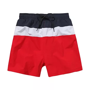 【CACO】Caco SURF-拼色抽繩海灘短褲-男M紅色