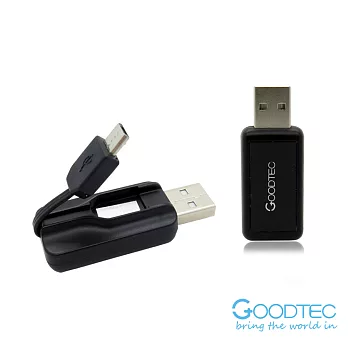 Goodtec micro 5pin & USB 雙介面 OTG 雙卡槽讀卡機時尚黑