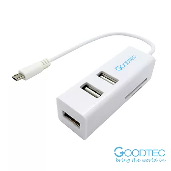 Goodtec micro 5pin OTG 3port Hub + 雙卡槽讀卡機白色