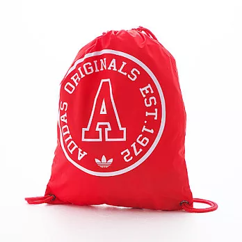 ADIDAS 三片葉經典圖騰防水輕量束口袋紅色＿