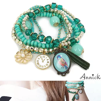 【Annick】Birdy水晶花園六圈式手鍊手環組-土耳其綠