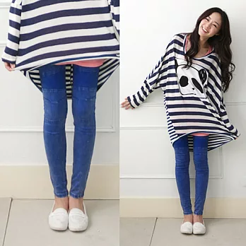 ROSE。顯廋刷色雪花褲亮藍系M