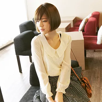 ROSE。精緻刺繡雕花蕾絲襯衫上衣 杏系