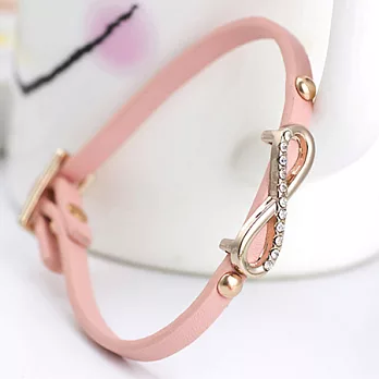 A+ accessories 馬卡龍甜心色晶鑽無限8符號手環 (粉紅)