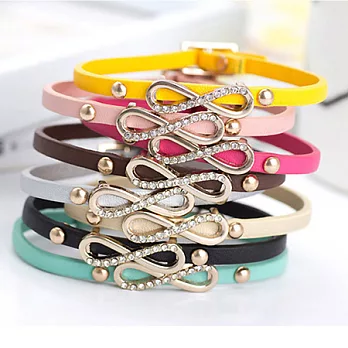 A+ accessories 馬卡龍甜心色晶鑽無限8符號手環 (玫紅)