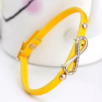 A+ accessories 馬卡龍甜心色晶鑽無限8符號手環 (黃)