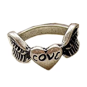 A+ accessories 翅膀愛心LOVE見證戒指 (古銀)