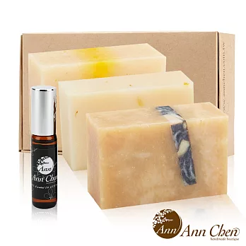 陳怡安手工皂-清輕舒爽三入皂禮盒組(贈安眠舒壓滾珠精油)養生檜木/米香米鄉/
