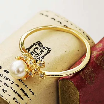 ECO安珂.優雅珍珠十字綴鑽 戒指