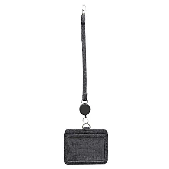[MUJI 無印良品]帆布卡片夾附伸縮拉繩/深藍