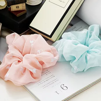 ECO安珂．輕透馬卡龍小貓咪 大腸圈/髮束粉嫩綠