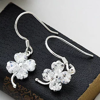 ECO安珂.晶鑽幸運四葉草 925純銀耳環