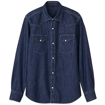 [MUJI 無印良品]男棉丹寧布牛仔襯衫S深藍
