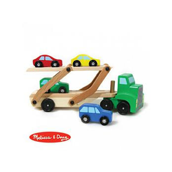 美國 Melissa ＆ Doug 原木交通工具 – 木製雙層運輸車