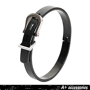 A+ accessories 西德鋼黑色男用皮帶扣手環