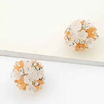 A+ accessories 優雅甜美水鑽貝殼花扣式耳環