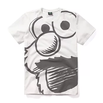 【CACO】芝麻街-ELMO滿版大臉短T-男S白