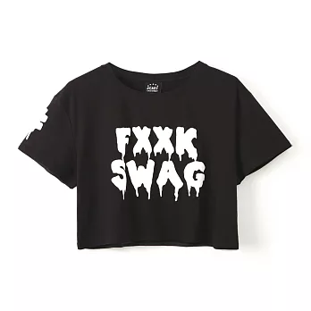 【CACO】Caco ST-塗鴉字母短版短T-女FREE黑