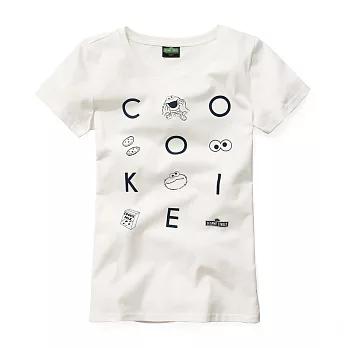 【CACO】芝麻街-COOKIE個性短T-女M白