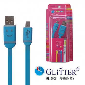 Glitter Micro USB 手機傳輸連接線 LED彩燈 (GT-2008)藍色