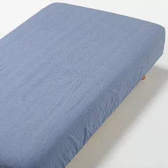 [MUJI 無印良品]柔舒水洗棉床包/SD/單人加大/藍色