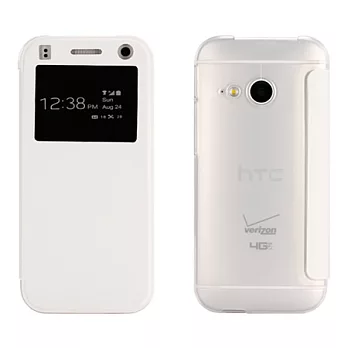 【BIEN】HTC One mini 2 髮絲紋極致超薄來電顯示皮套 (白)