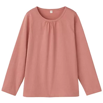 [MUJI 無印良品]女童有機棉每日兒童服抓皺長袖T恤110煙燻粉