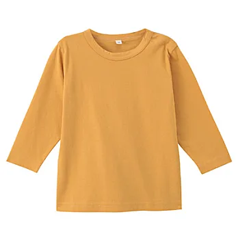 [MUJI 無印良品]男幼有機棉每日兒童服長袖T恤80芥黃