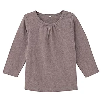 [MUJI 無印良品]女幼有機棉每日兒童服抓皺長袖T恤80摩卡棕